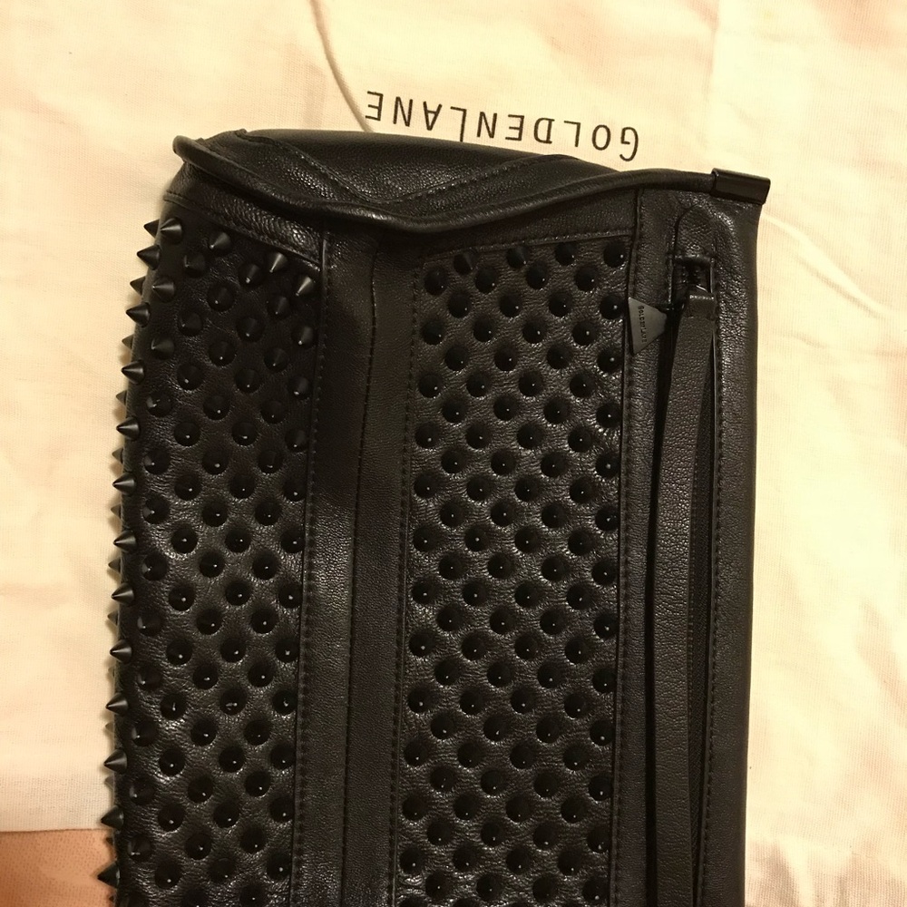 Black Studded Leather Clutch